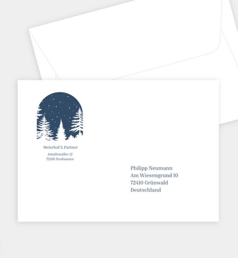Briefumschlag Weihnachten Winterwaldbogen