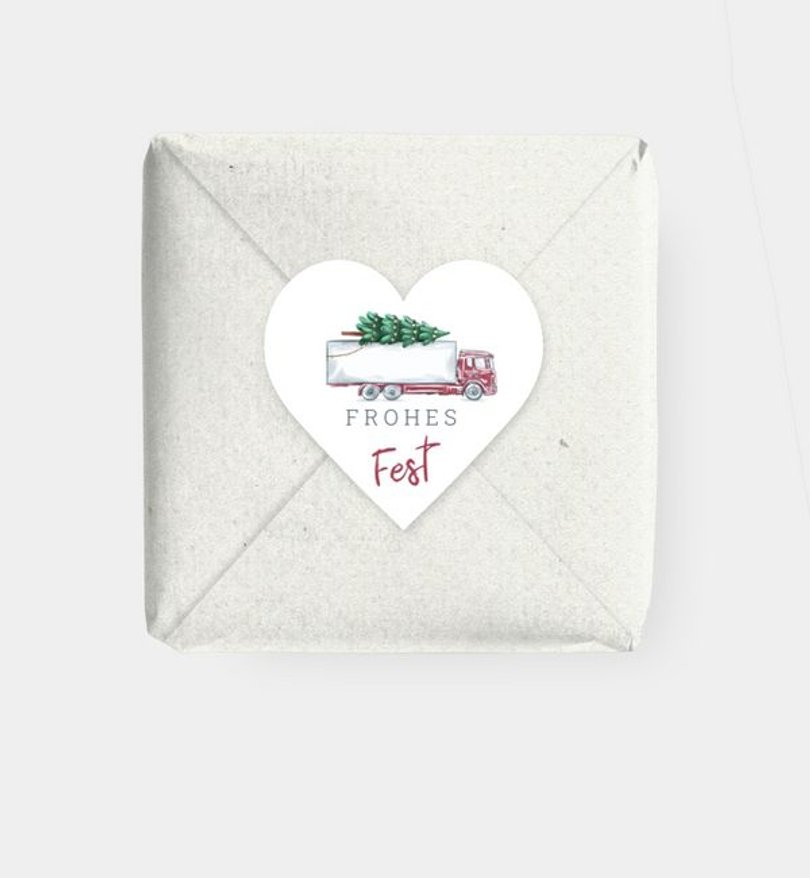 Geschenkaufkleber Geschäftlich Weihnachtstruck