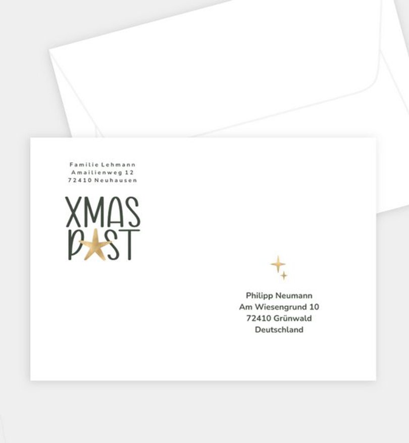 Briefumschlag Weihnachten Christmas Star