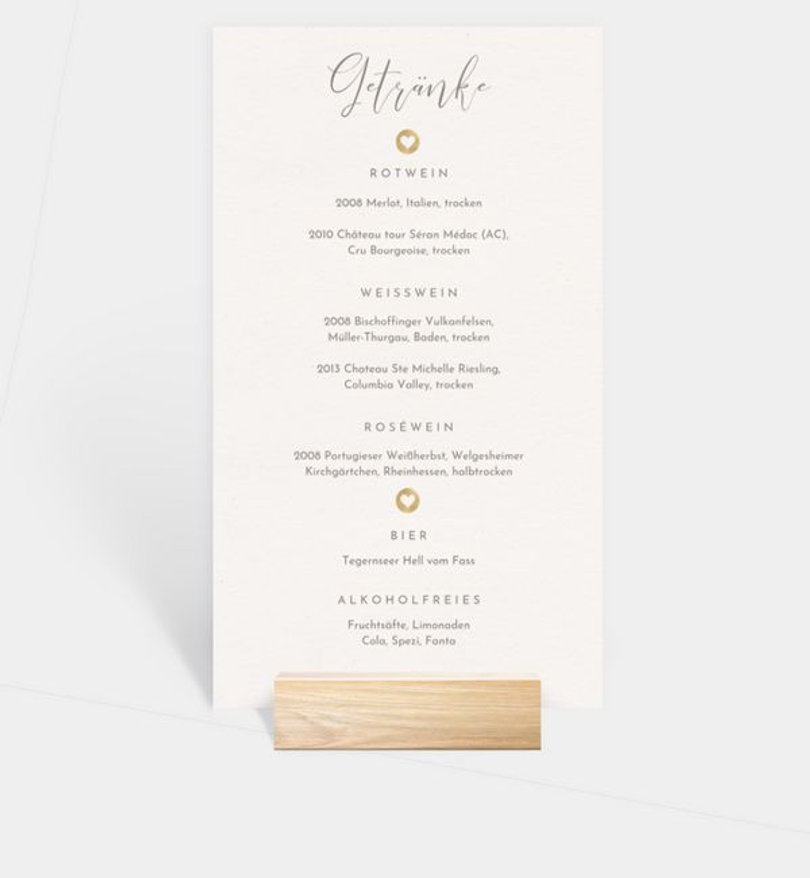 Getränkekarte Hochzeit Easy Wedding