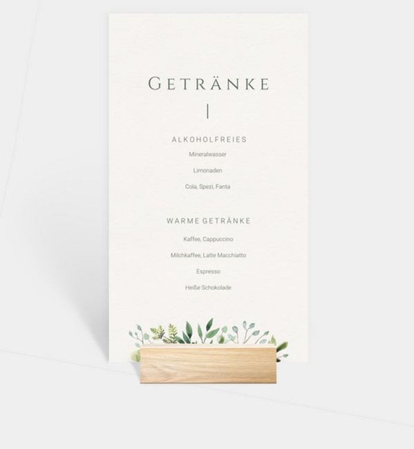 Getränkekarte Hochzeit Elegant Bouquet