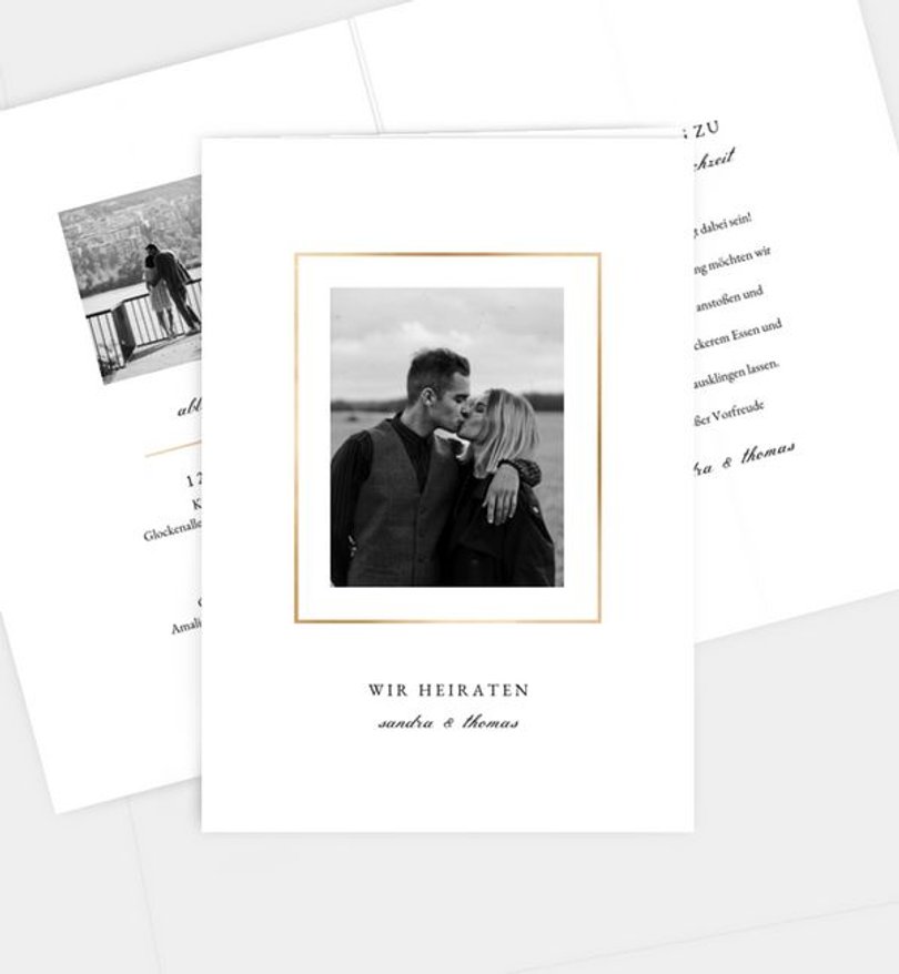 Einladungskarte Hochzeit Golden Frame