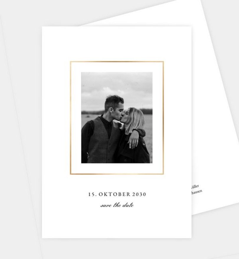 Save-The-Date Karte Hochzeit Golden Frame