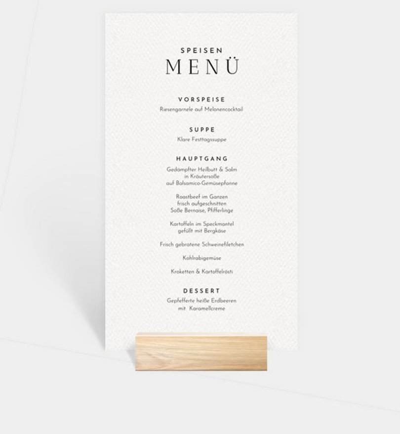 Menükarte Hochzeit Capital letters