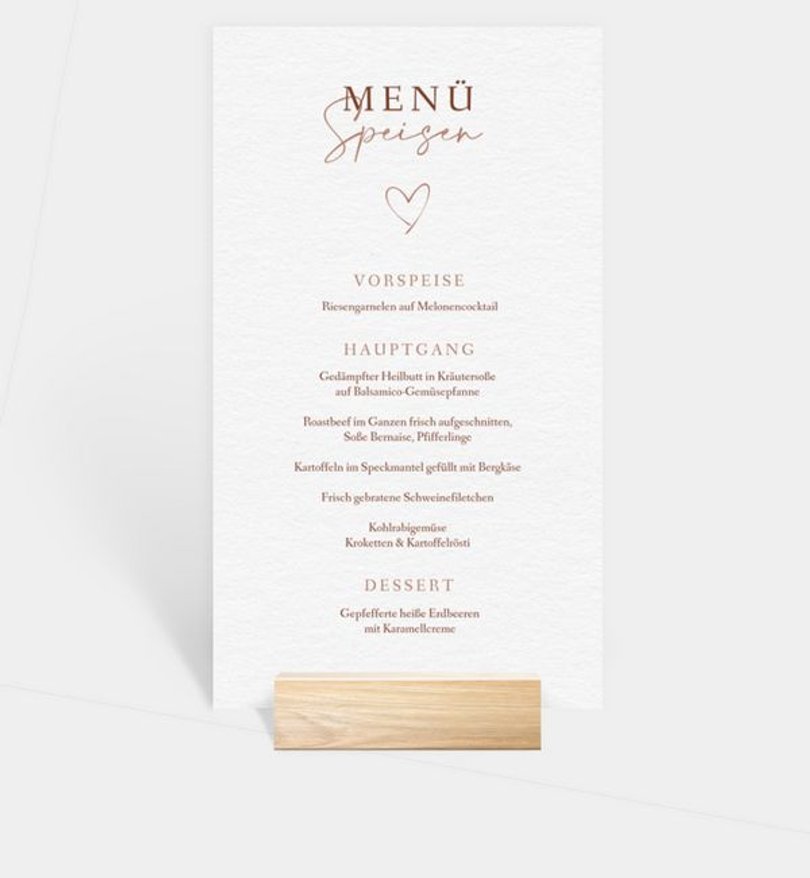 Menükarte Hochzeit Our Romance