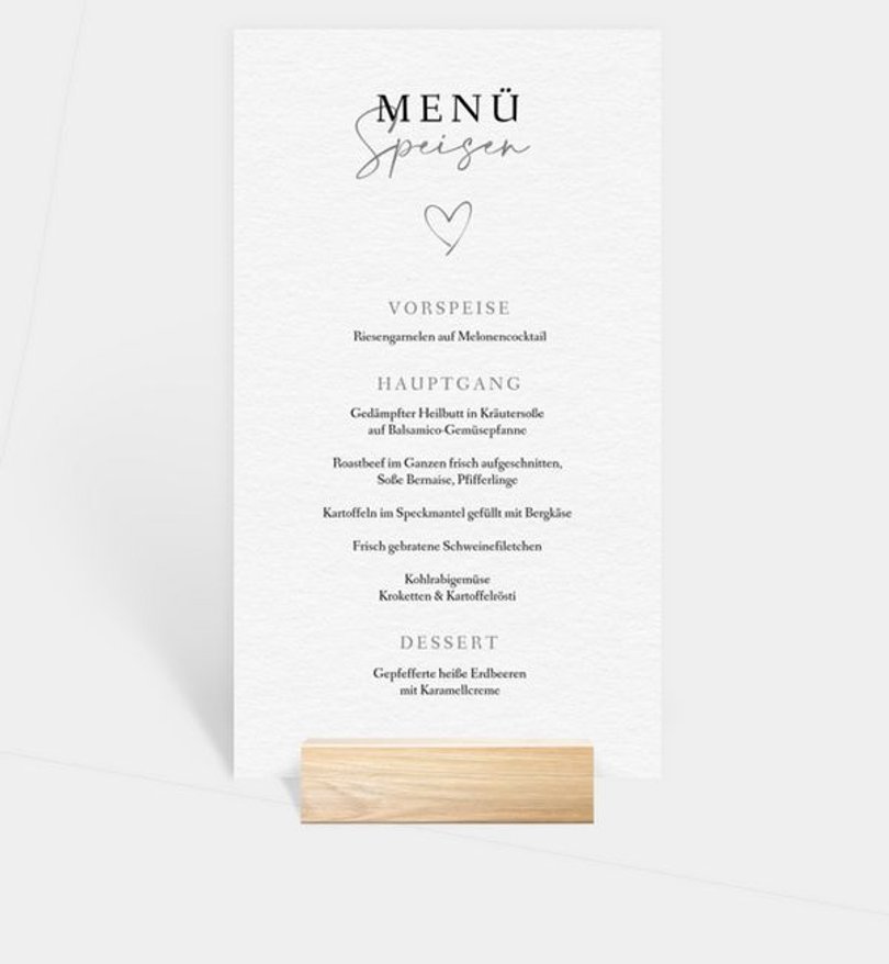 Menükarte Hochzeit Our Romance