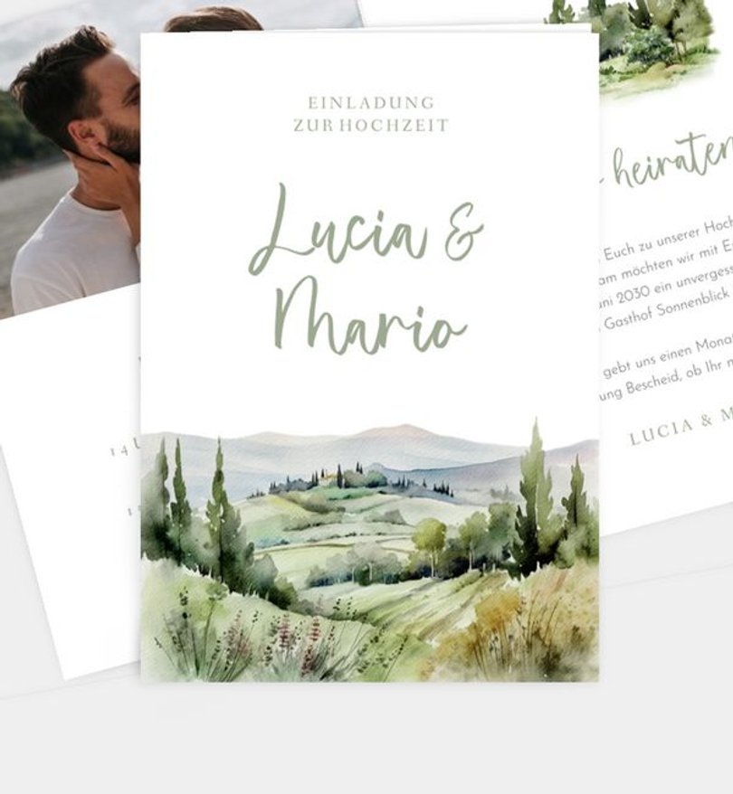 Einladungskarte Hochzeit Toskana