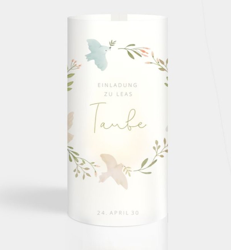 Windlichtkarte Taufe Bird & Branch
