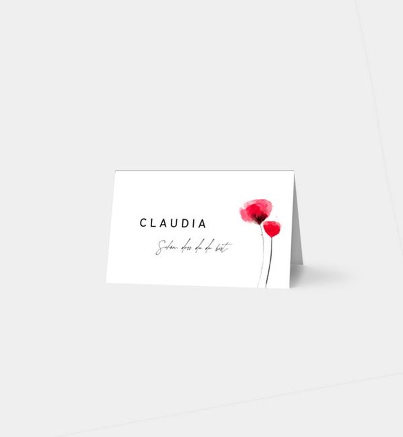 Tischkarte Geburtstag Mohn