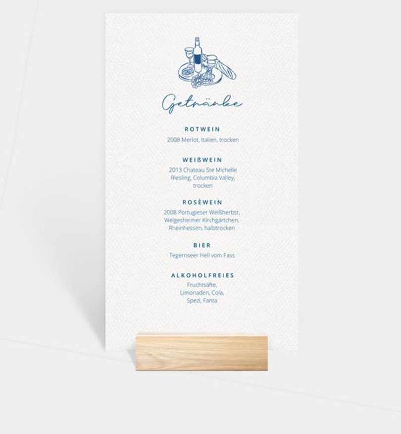 Menükarte Hochzeit Italian Summer