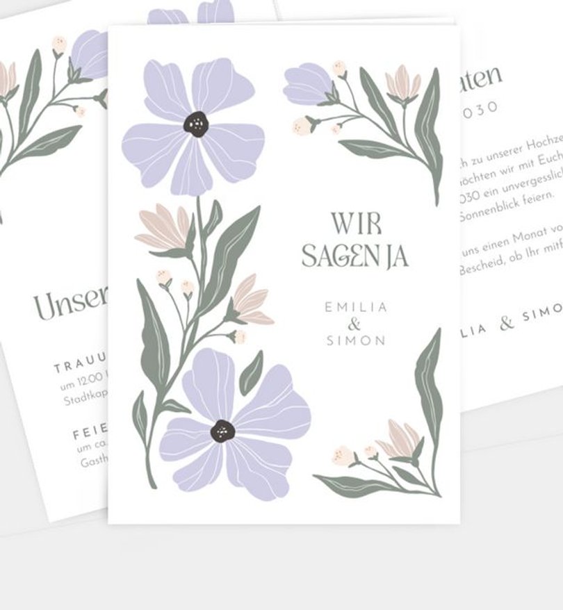 Einladungskarte Hochzeit Modern Floral