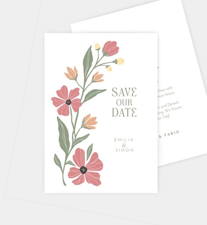 Save-The-Date Karte Hochzeit Modern Floral