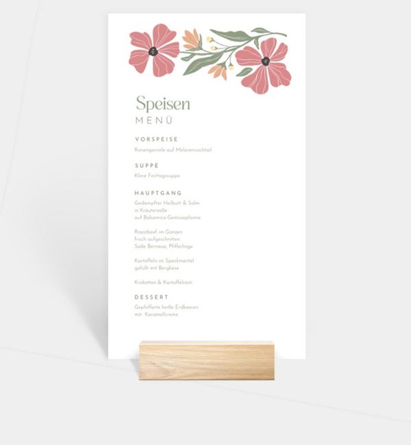 Menükarte Hochzeit Modern Floral
