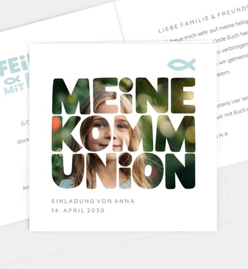 Einladungskarte Kommunion Title Typo