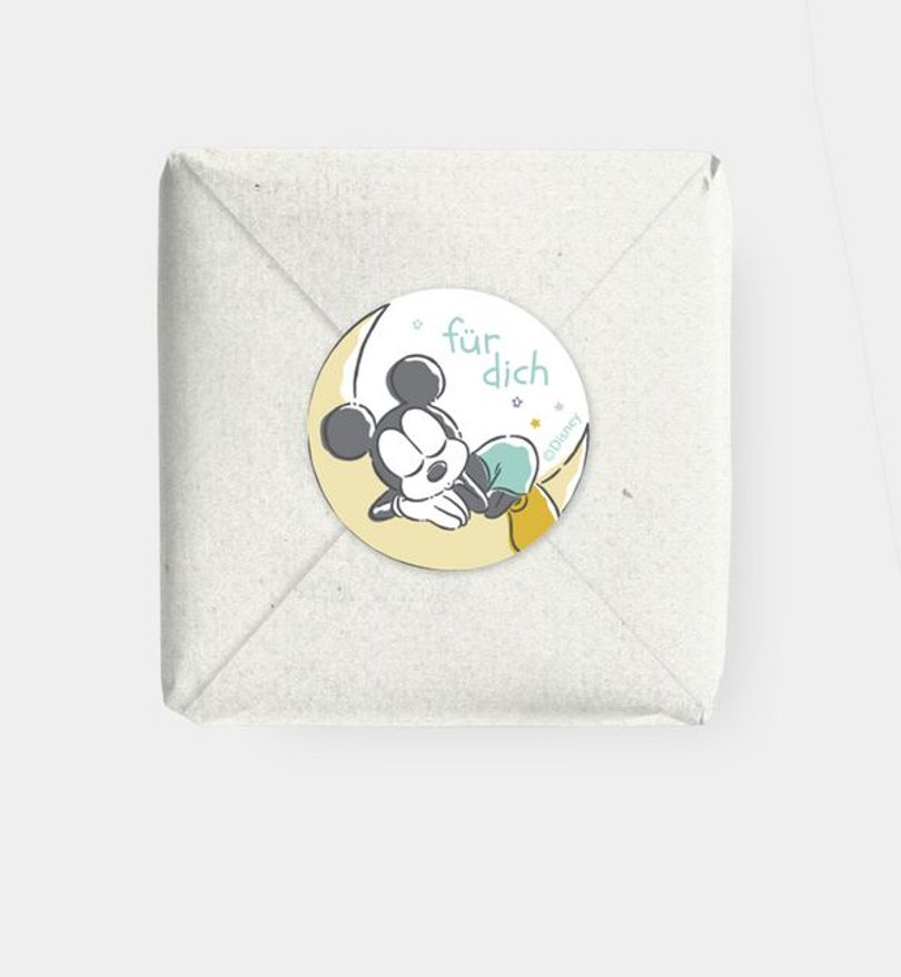 Geschenkaufkleber Geburt Micky Maus · Sleepy