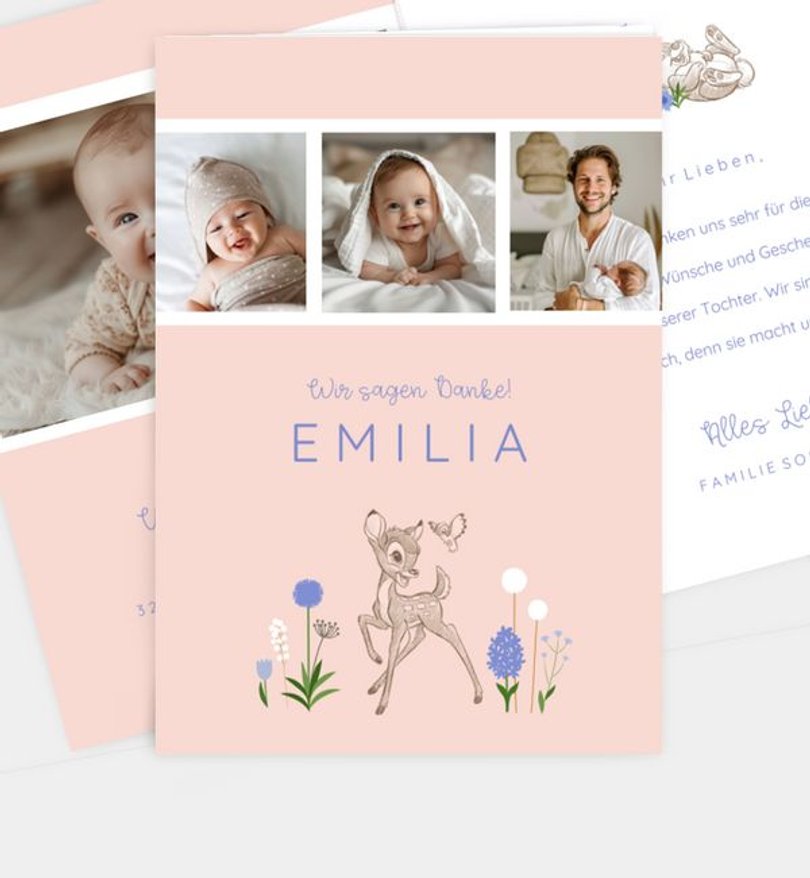 Dankeskarte Geburt Bambi · Little Blossom