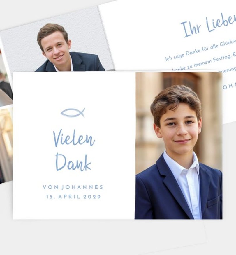 Dankeskarte Konfirmation Stamp Fish