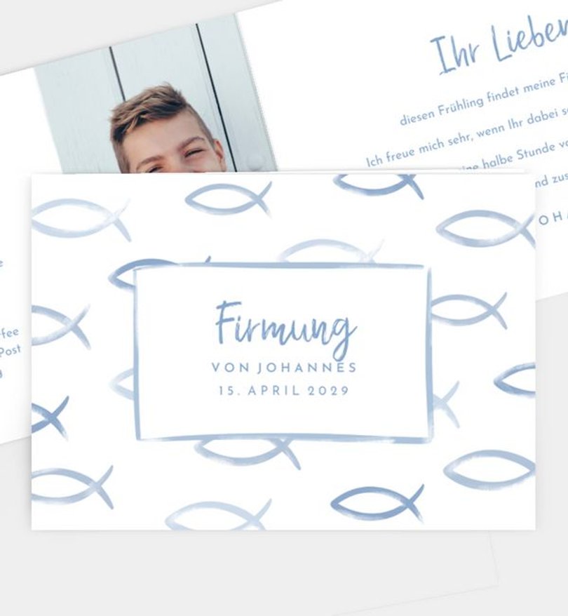 Einladungskarte Firmung Stamp Fish
