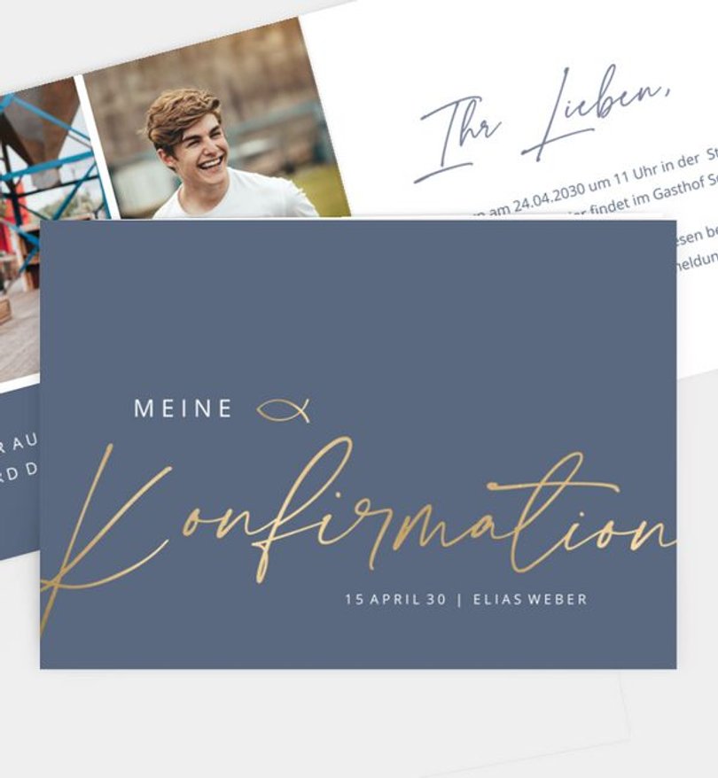 Einladungskarte Konfirmation Dark & Foil