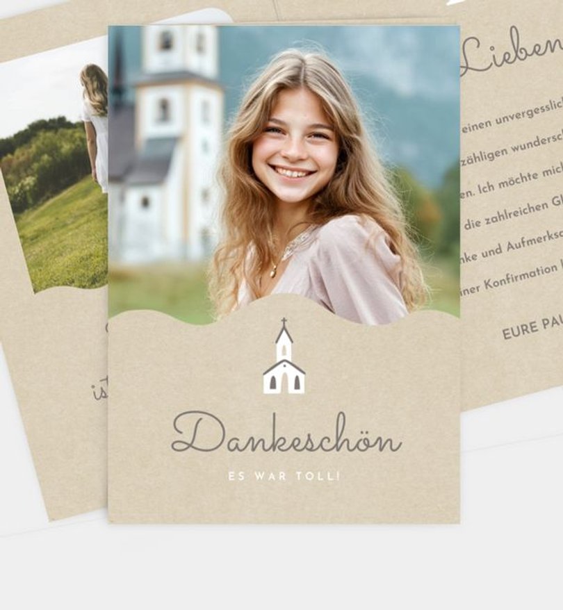 Dankeskarte Konfirmation Goldene Kirche
