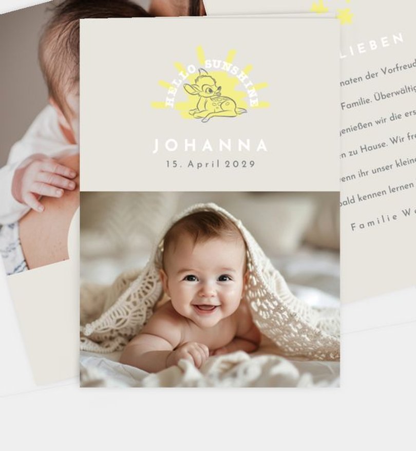Geburtsanzeige Geburt Bambi · Hello Sunshine