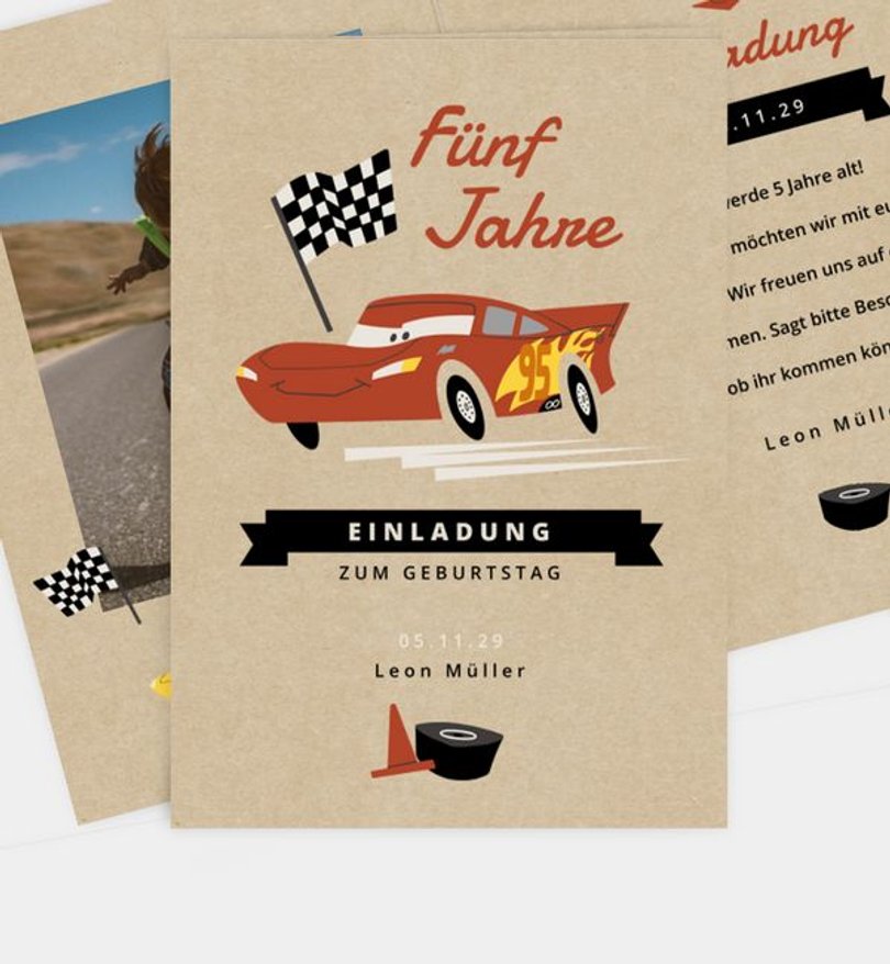 Einladungskarte Kindergeburtstag Cars · Ready Set Go