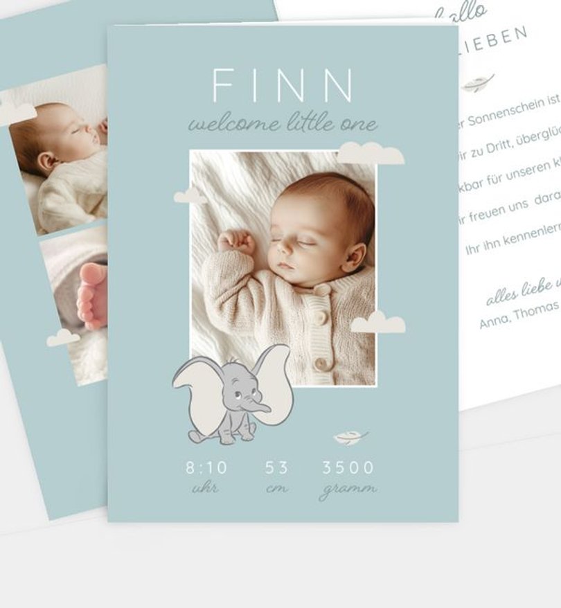 Geburtsanzeige Geburt Dumbo · Cosy Time