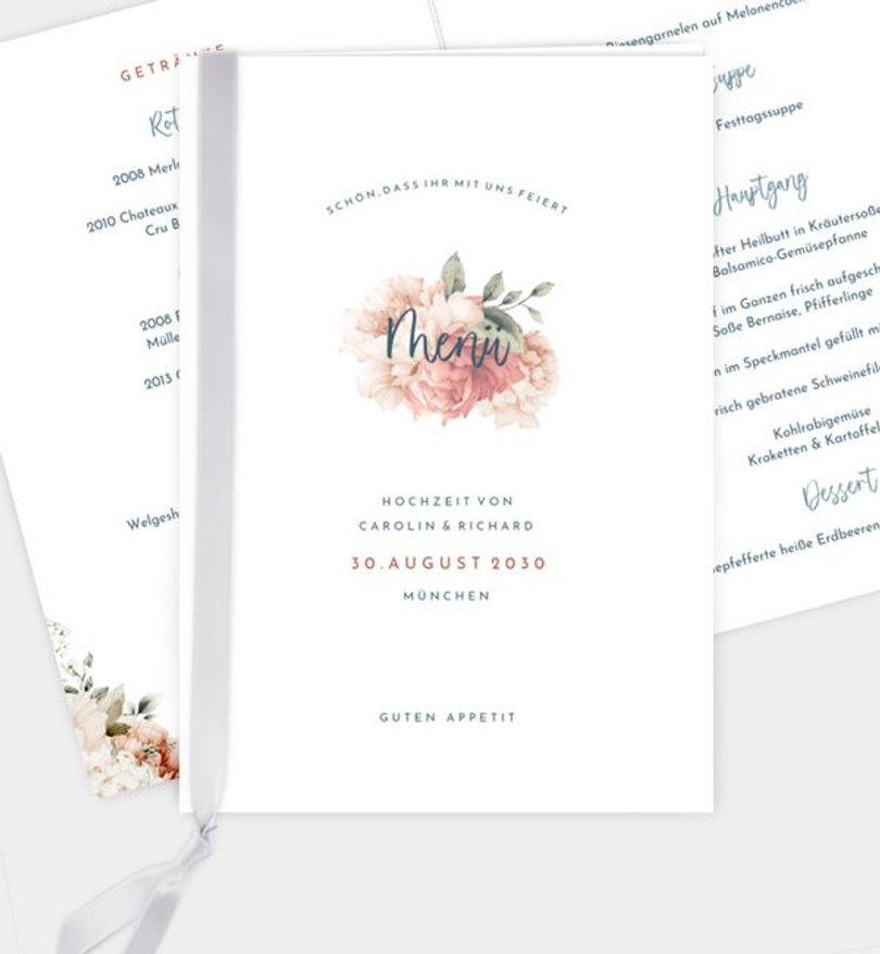 Menükarte Hochzeit Celebrate love