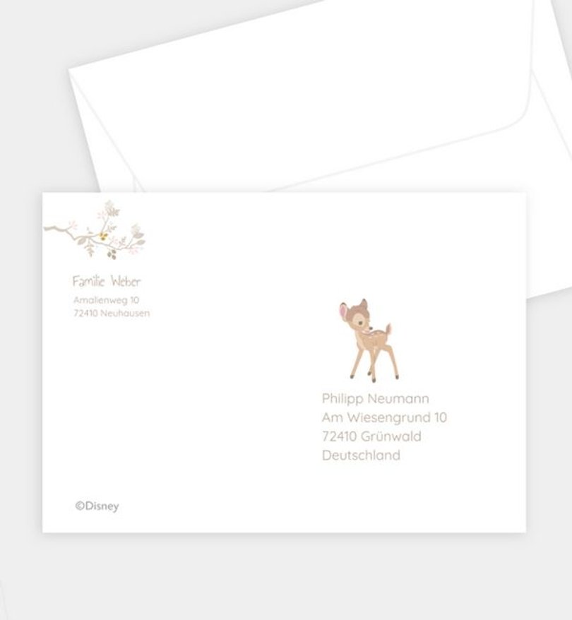 Briefumschlag Geburt Bambi · Natural Wonder