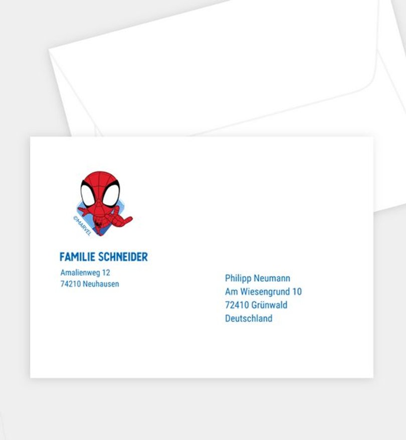 Briefumschlag Kindergeburtstag Spidey · Team Up