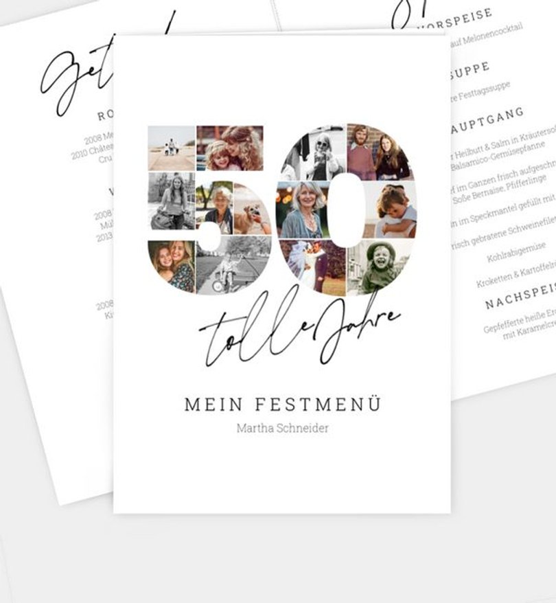 Menükarte Geburtstag Fotosammlung