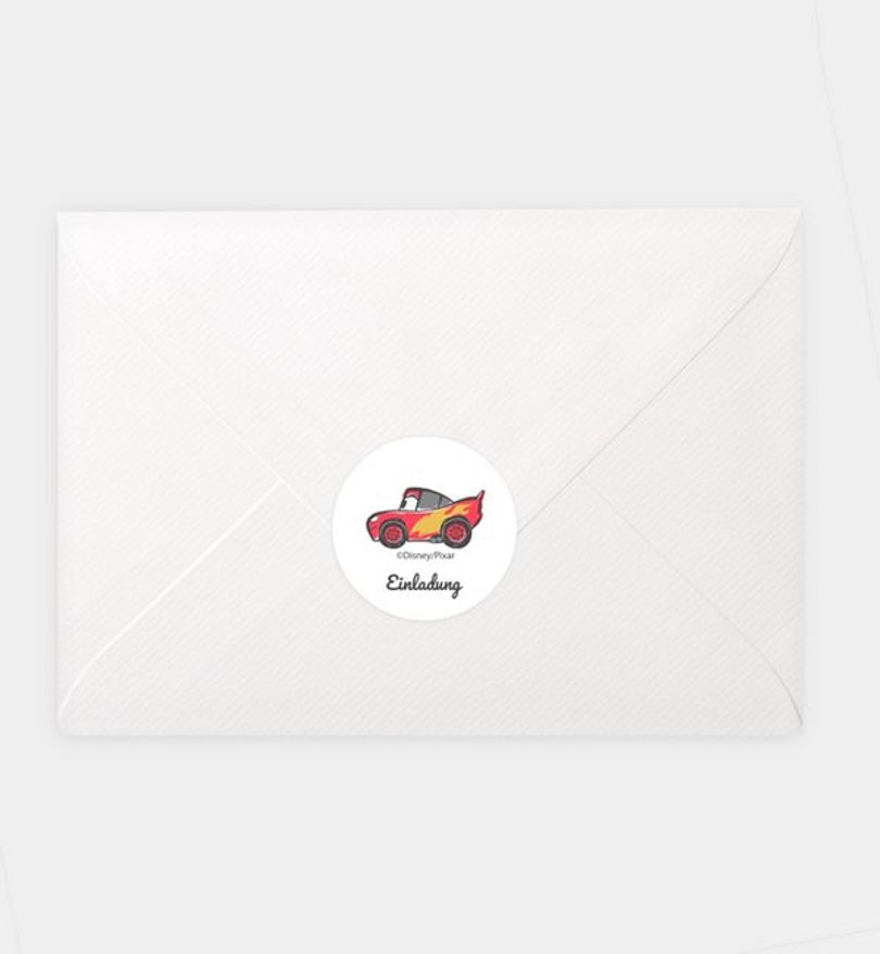 Siegelsticker Kindergeburtstag Cars · Buddy Road Trip