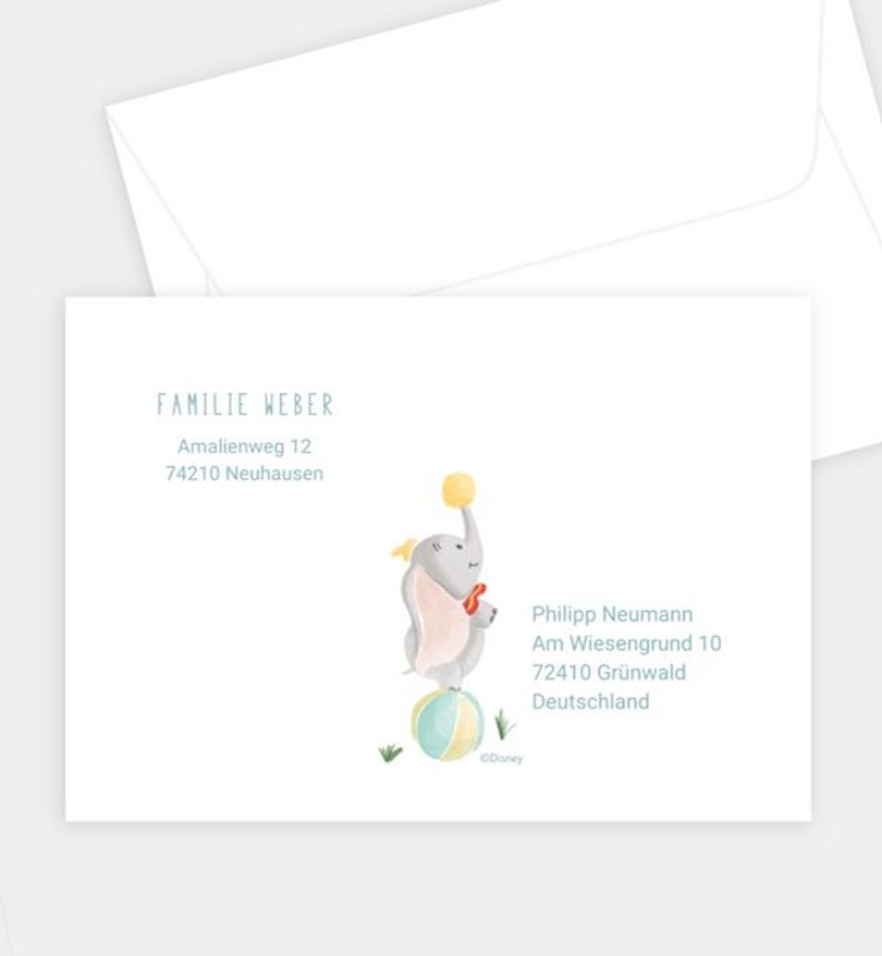 Briefumschlag Geburt Dumbo · Cute Friend