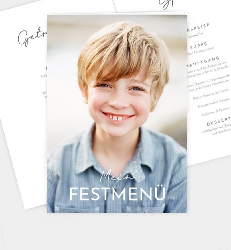 Menükarte Kommunion Edles Fest