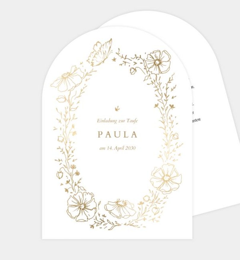 Einladungskarte Taufe Goldener Tag