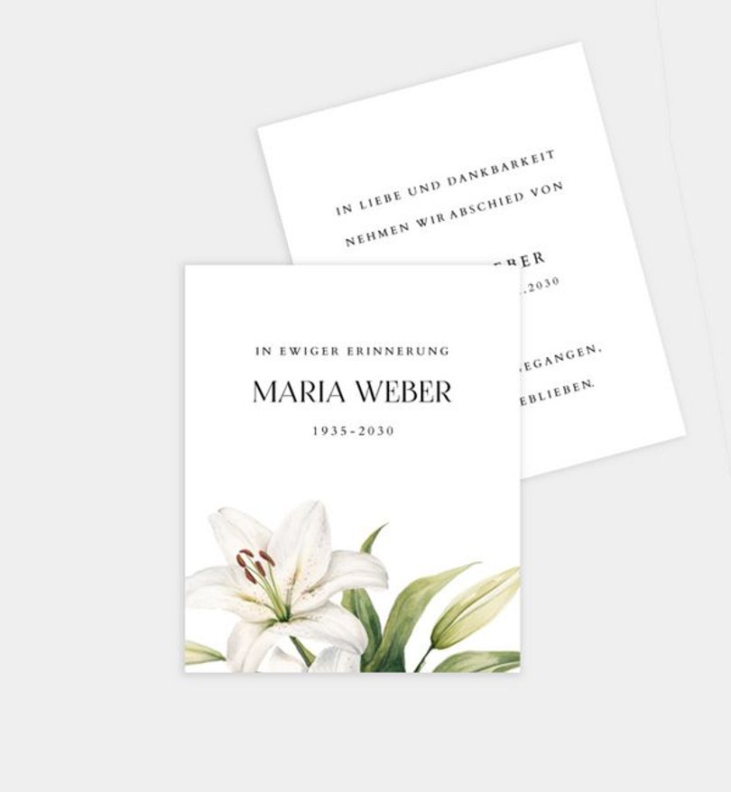 Sterbebilder Trauer Eternal Lilies