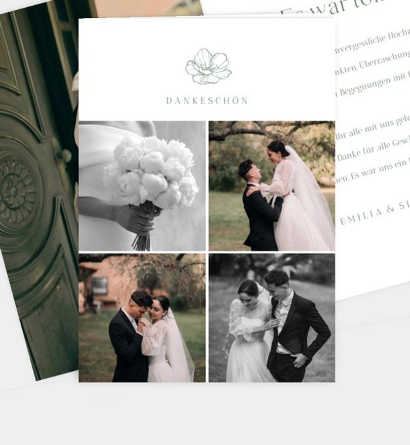 Dankeskarte Hochzeit Vintage Flower