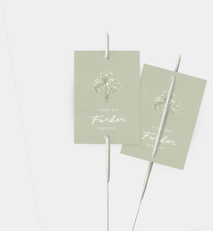 Wunderkerzenetikett Hochzeit Schleierkraut