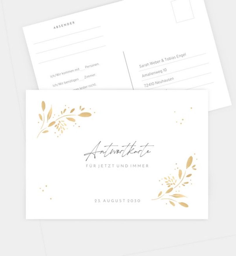Antwortkarte Hochzeit Goldregen