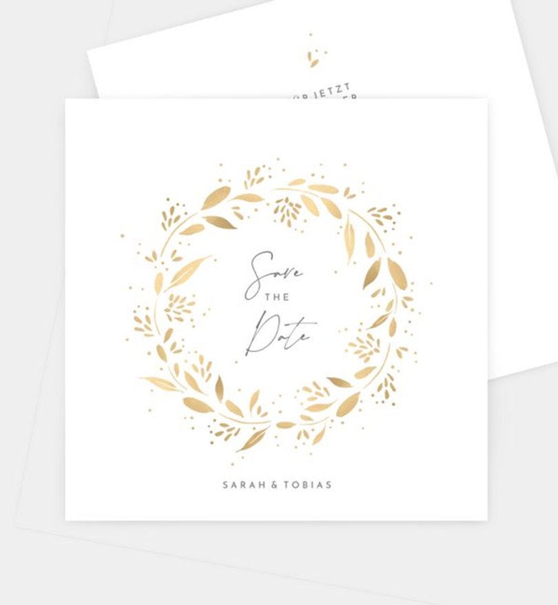 Save-The-Date Karte Hochzeit Goldregen
