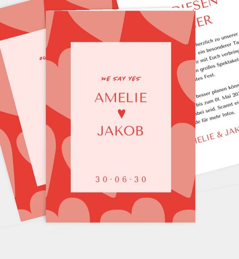 Einladungskarte Hochzeit Red Love