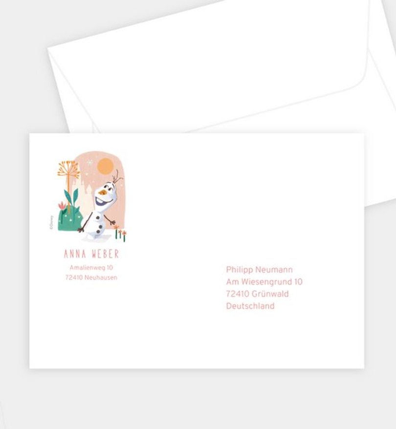 Briefumschlag Einschulung Frozen · Follow Your Heart