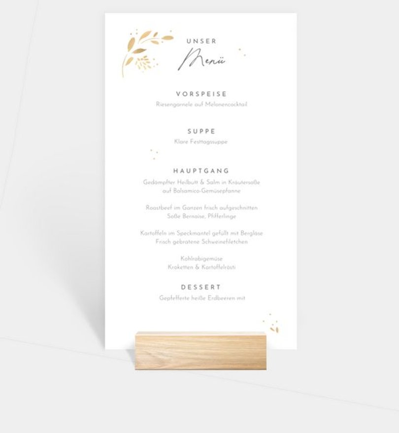 Menükarte Hochzeit Goldregen