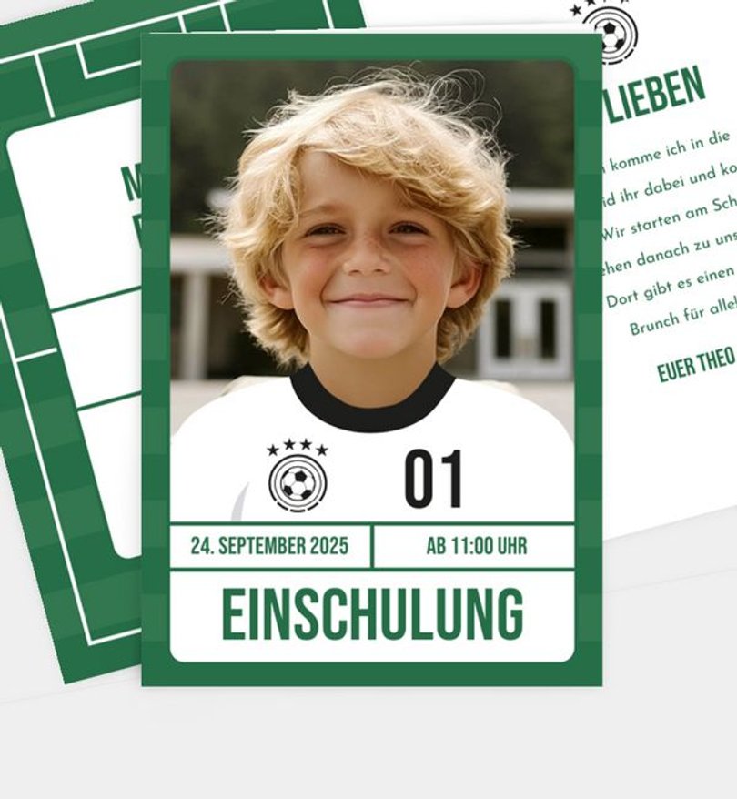 Einladungskarte Einschulung Fußball Star