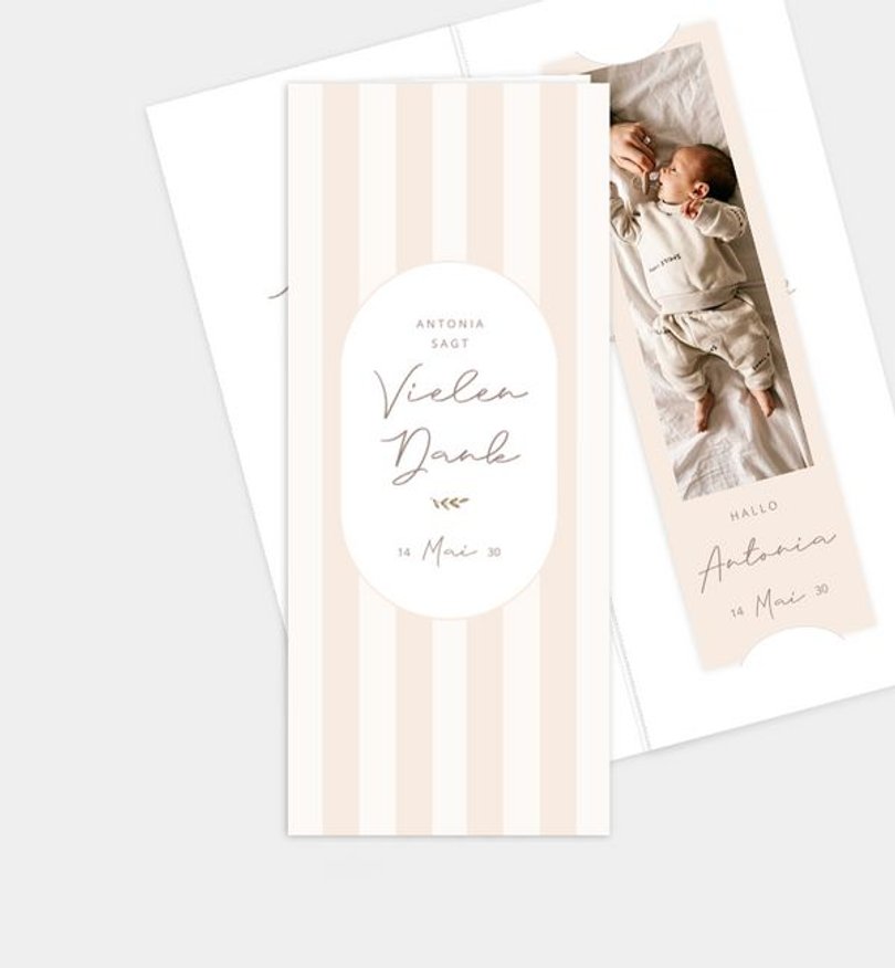 Dankeskarte Geburt Soft Stripes