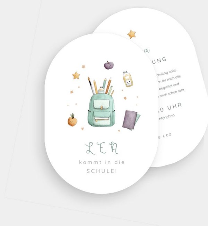 Einladungskarte Einschulung Schultasche