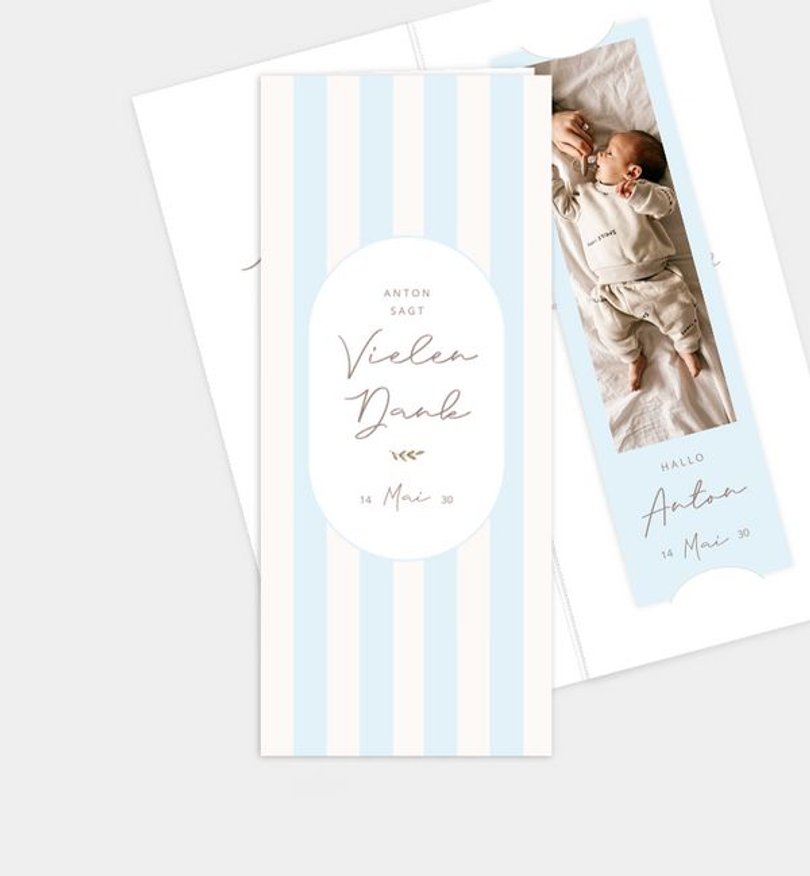 Dankeskarte Geburt Soft Stripes