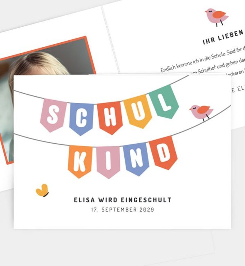 Einladungskarte Einschulung ABC Girlande