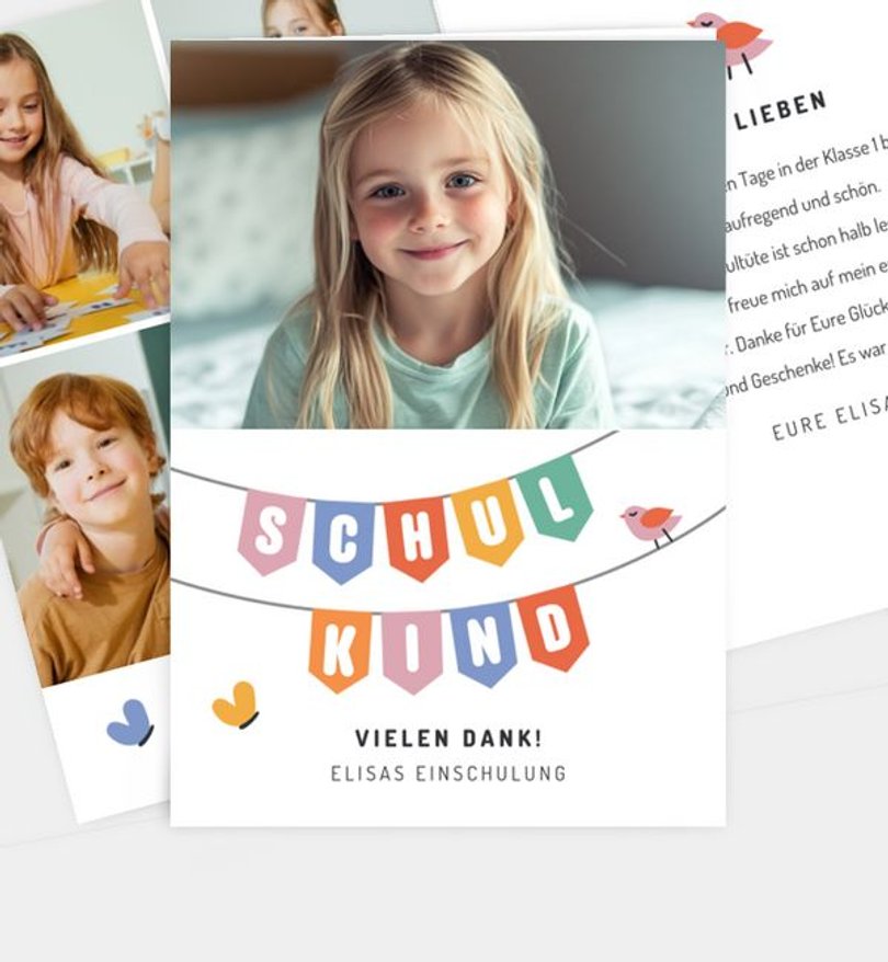 Dankeskarte Einschulung ABC Girlande