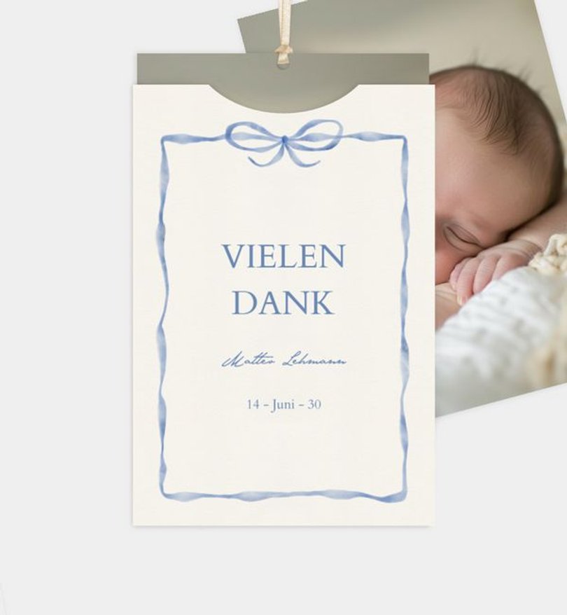 Dankeskarte Geburt Preppy Bow